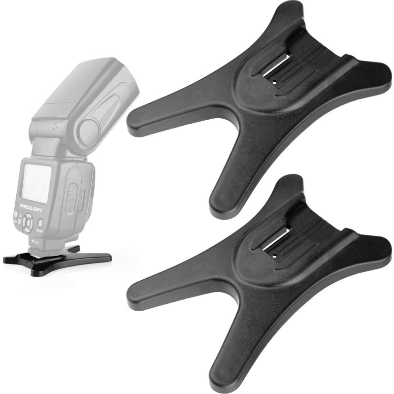 Anwenk Camera Flash Stand with Hot Shoe Mount and 1/4" Metal Tripod Thread for Speedlight Speedlite - Canon, Nikon, Sigma, Olympus, Panasonic, Pentax - 2 Pack - Image 1